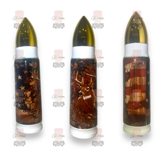 Deer With Woodgrain American Flag Bullet