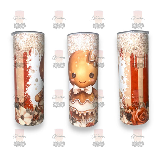 Gingerbread Girl Glitter Drip Tumbler