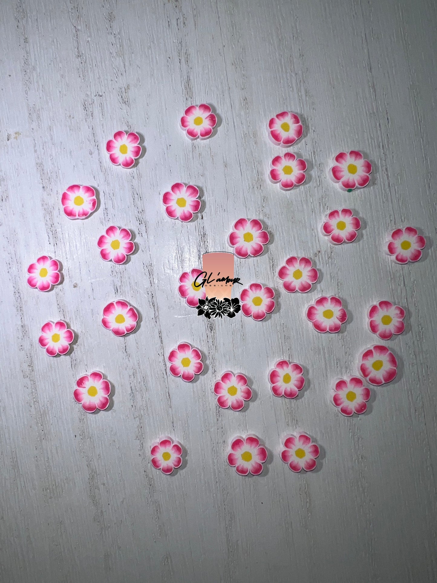 Pink Hibiscus Polymer Slices - 10mm Large