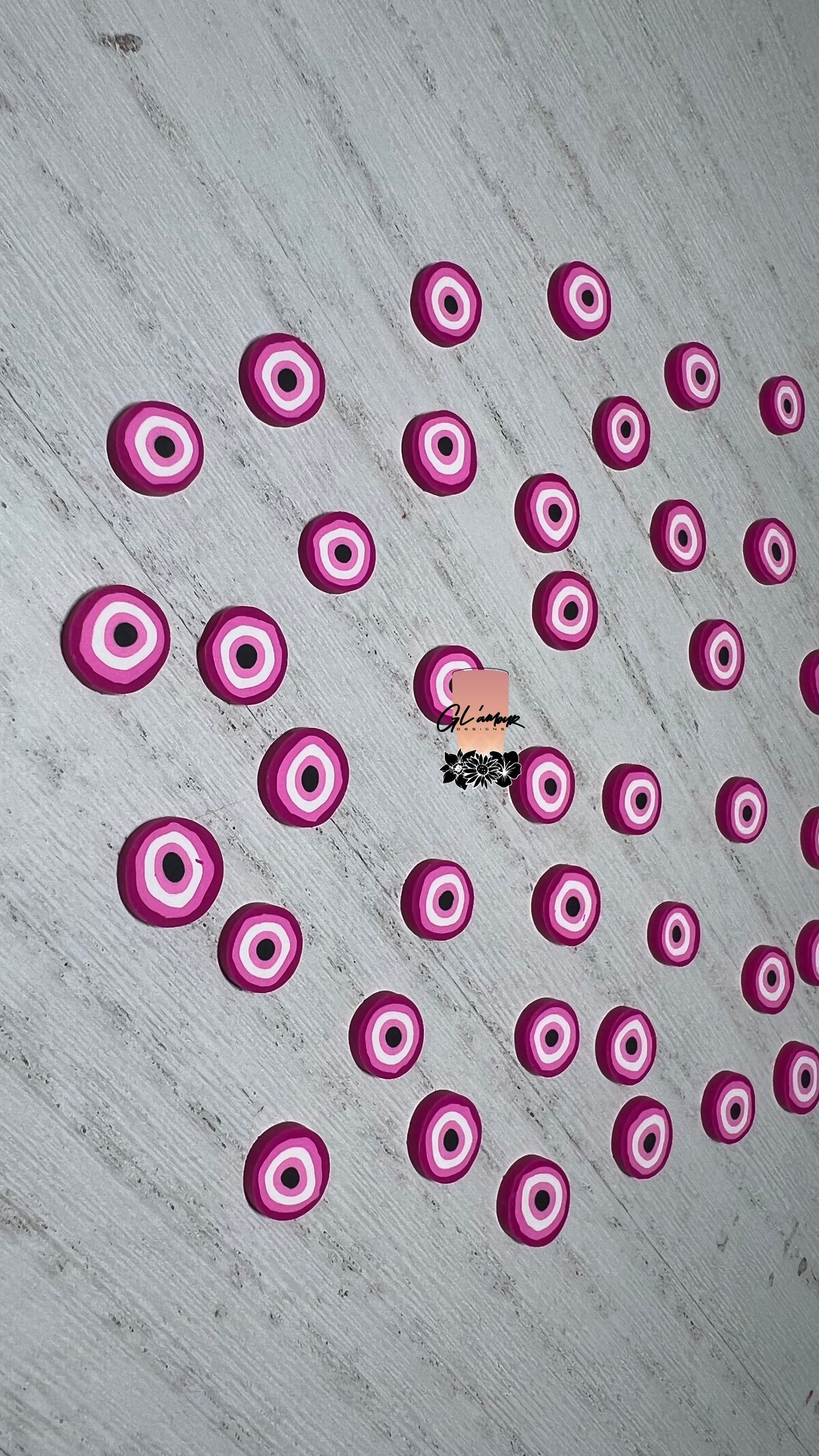 Hot Pink Ojo (Eyeball) Polymer Slices - 10mm Large