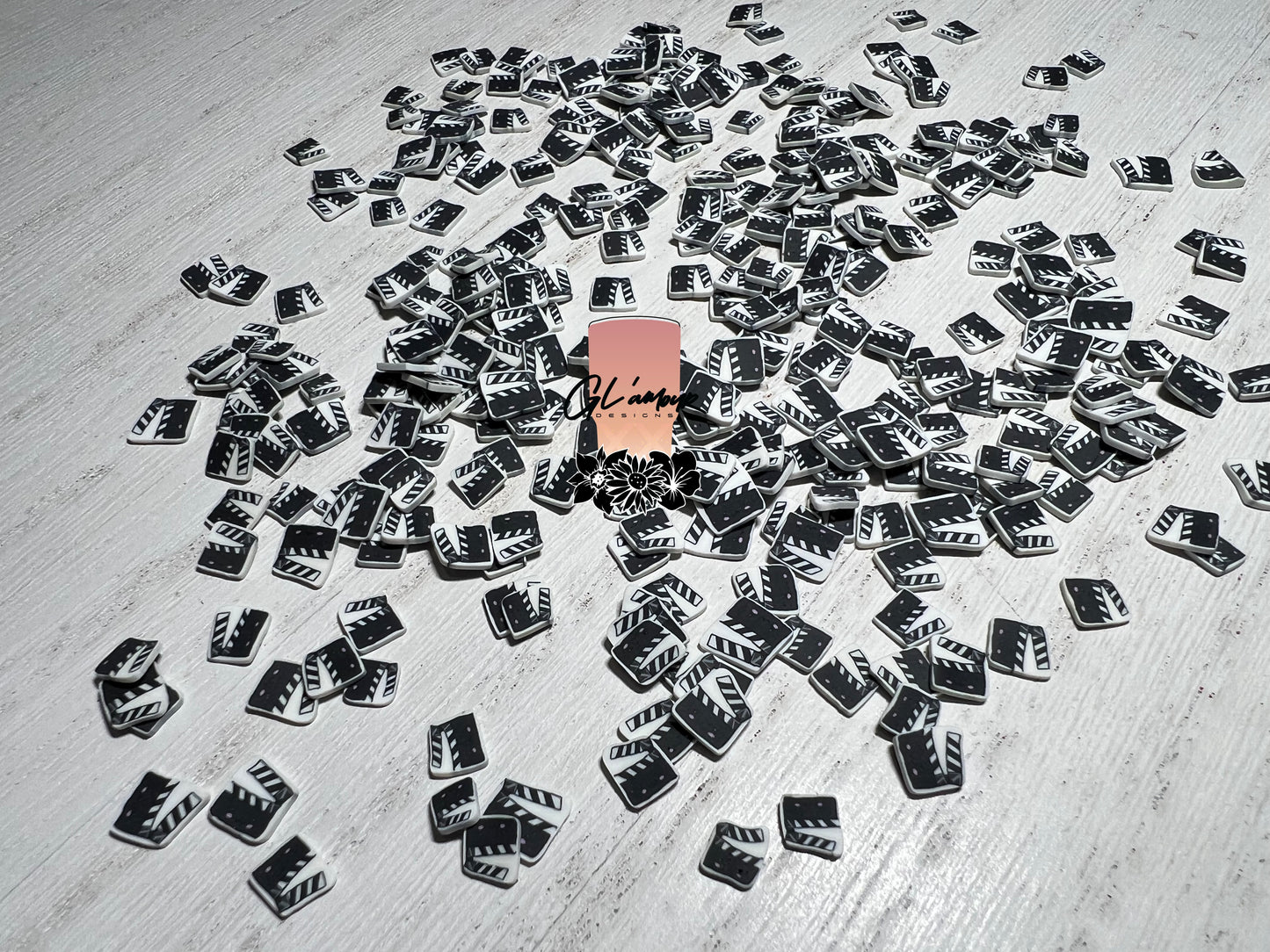 Movie Film Clap Board Polymer Slices - 5mm Small