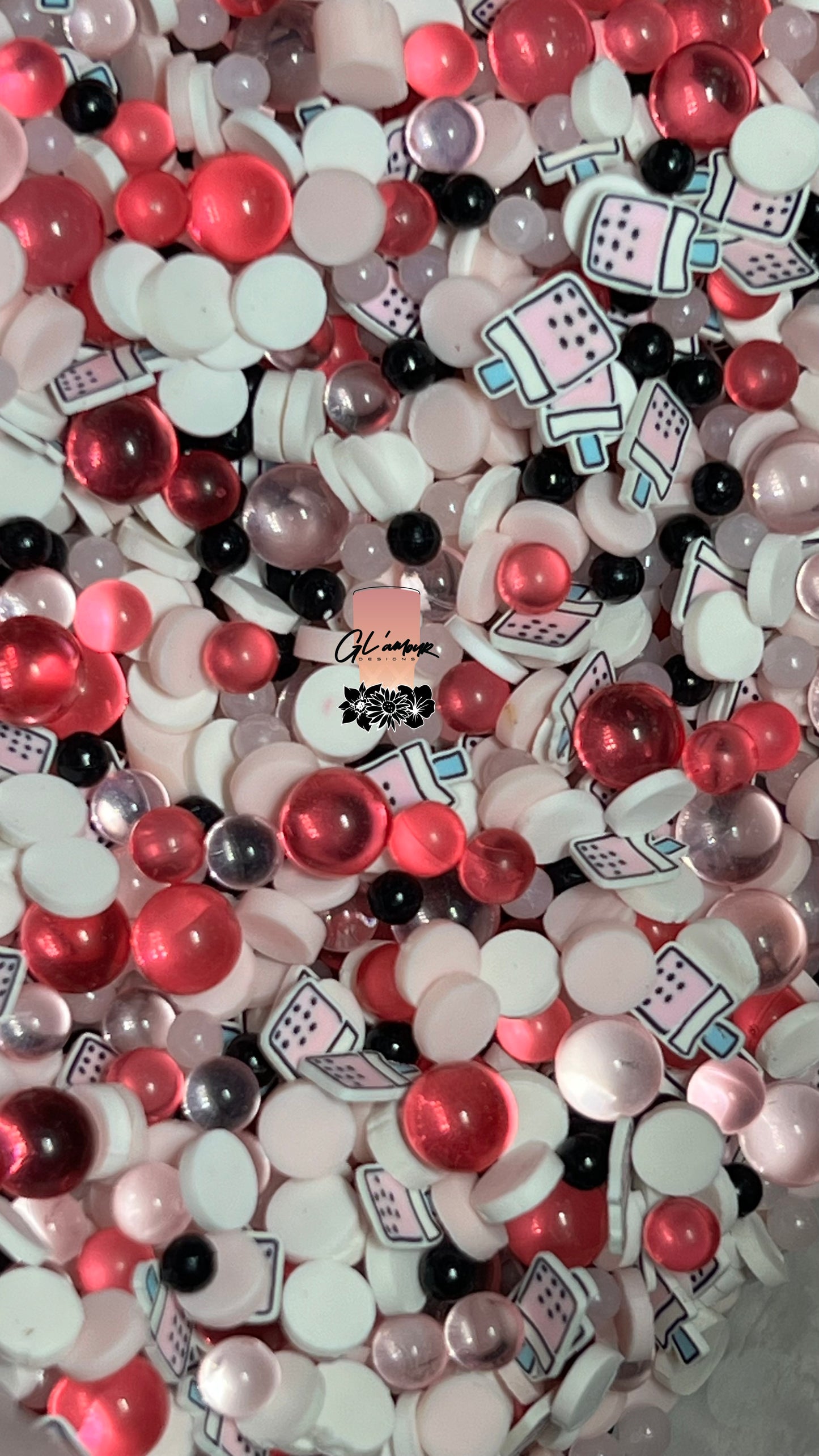 Pink Boba Mix Polymer Slices - Small