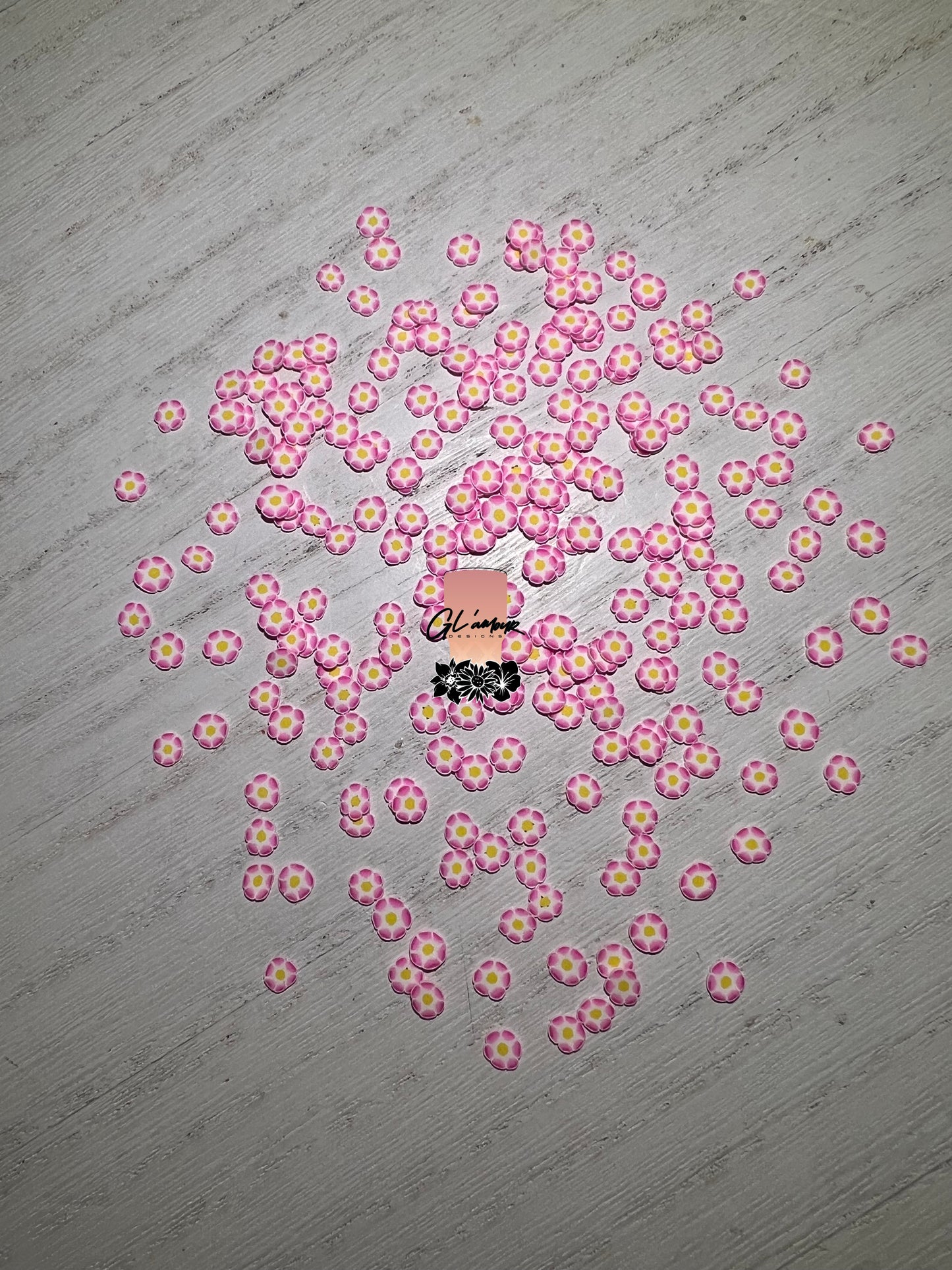 Pink Hibiscus Polymer Slices - 5mm Small