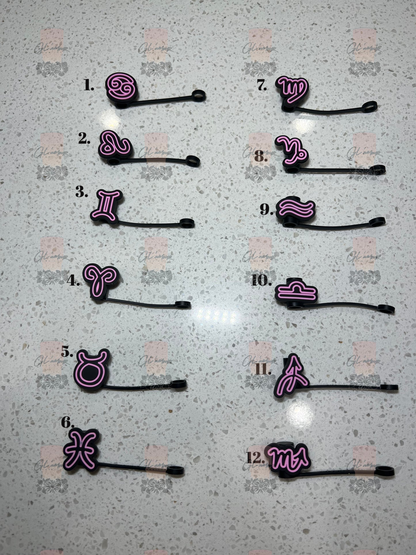 Twelve Constellations Straw Toppers