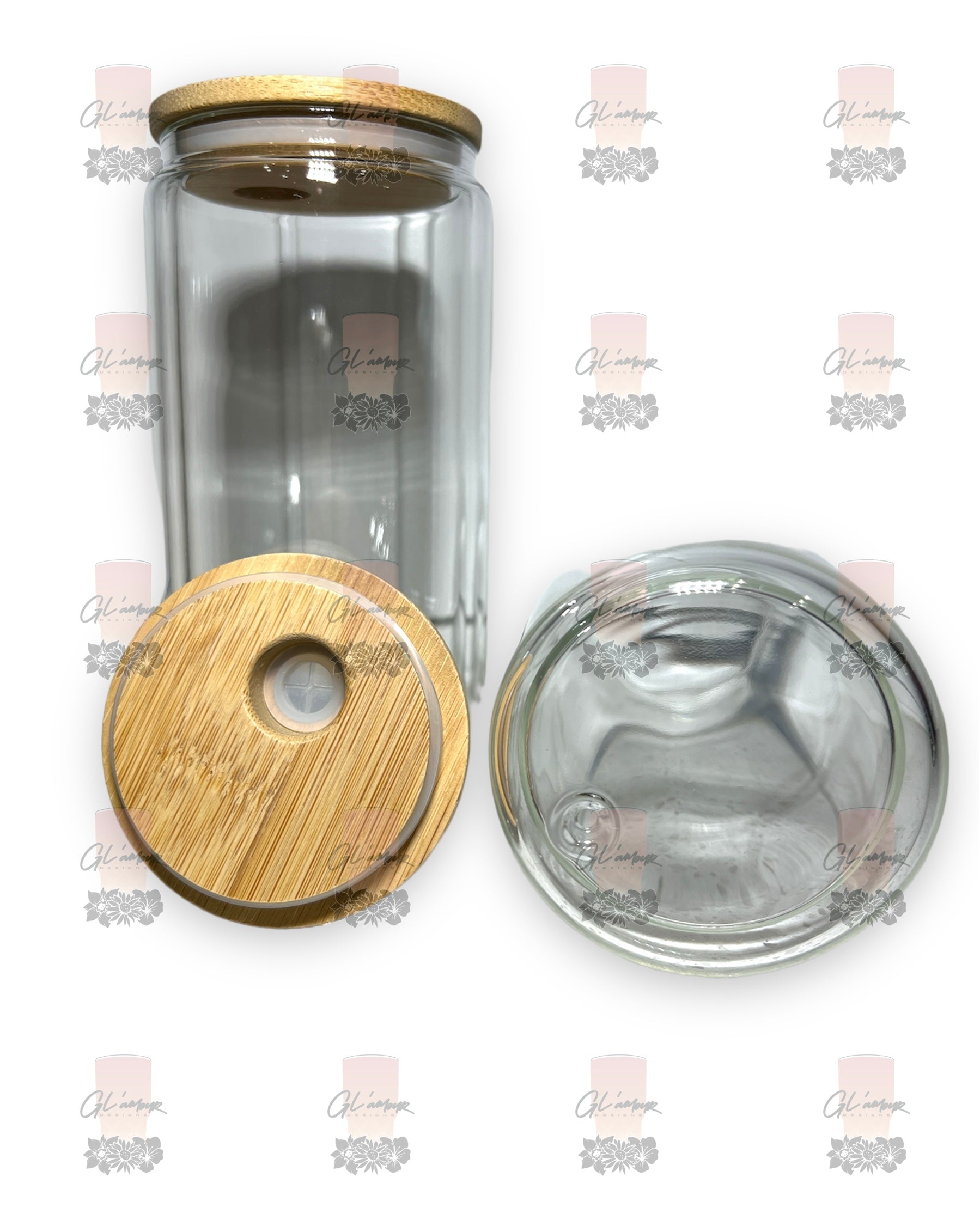 Glass Beer Cans With Bamboo Lid and Glass Straw – Gl'amourXx Designs