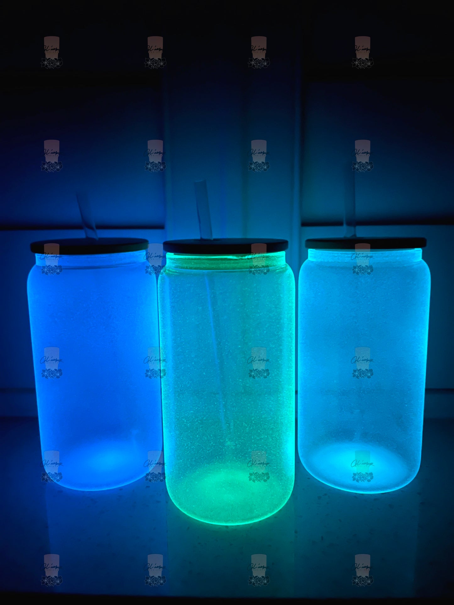 Sublimation Glow in The Dark Glass Cans with Bamboo Lid 16 oz