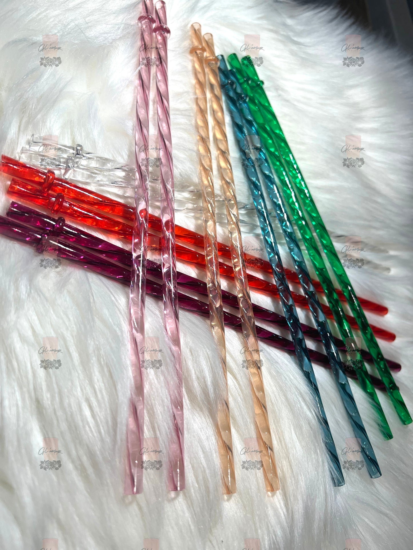 Pink Swirl Crystal Straw