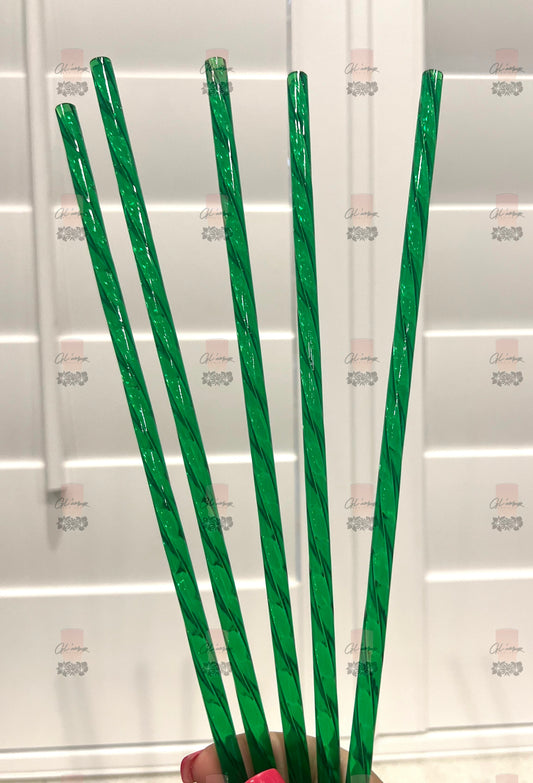 Green Swirl Crystal Straw