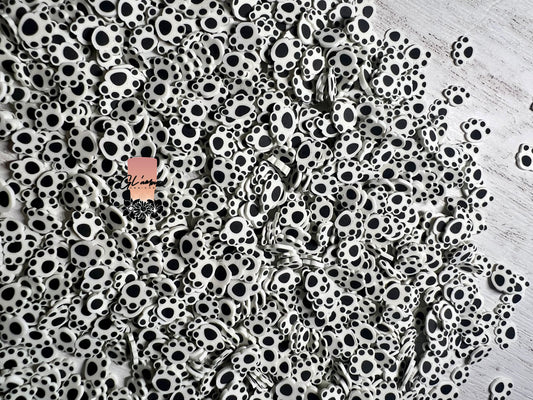 5mm White/Black Dog Paw Polymer Slices -small