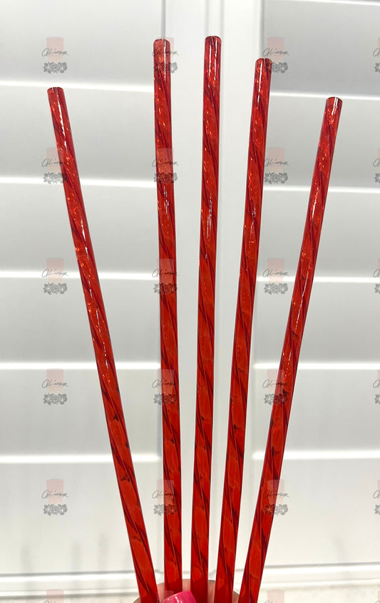 Red Swirl Crystal Straw