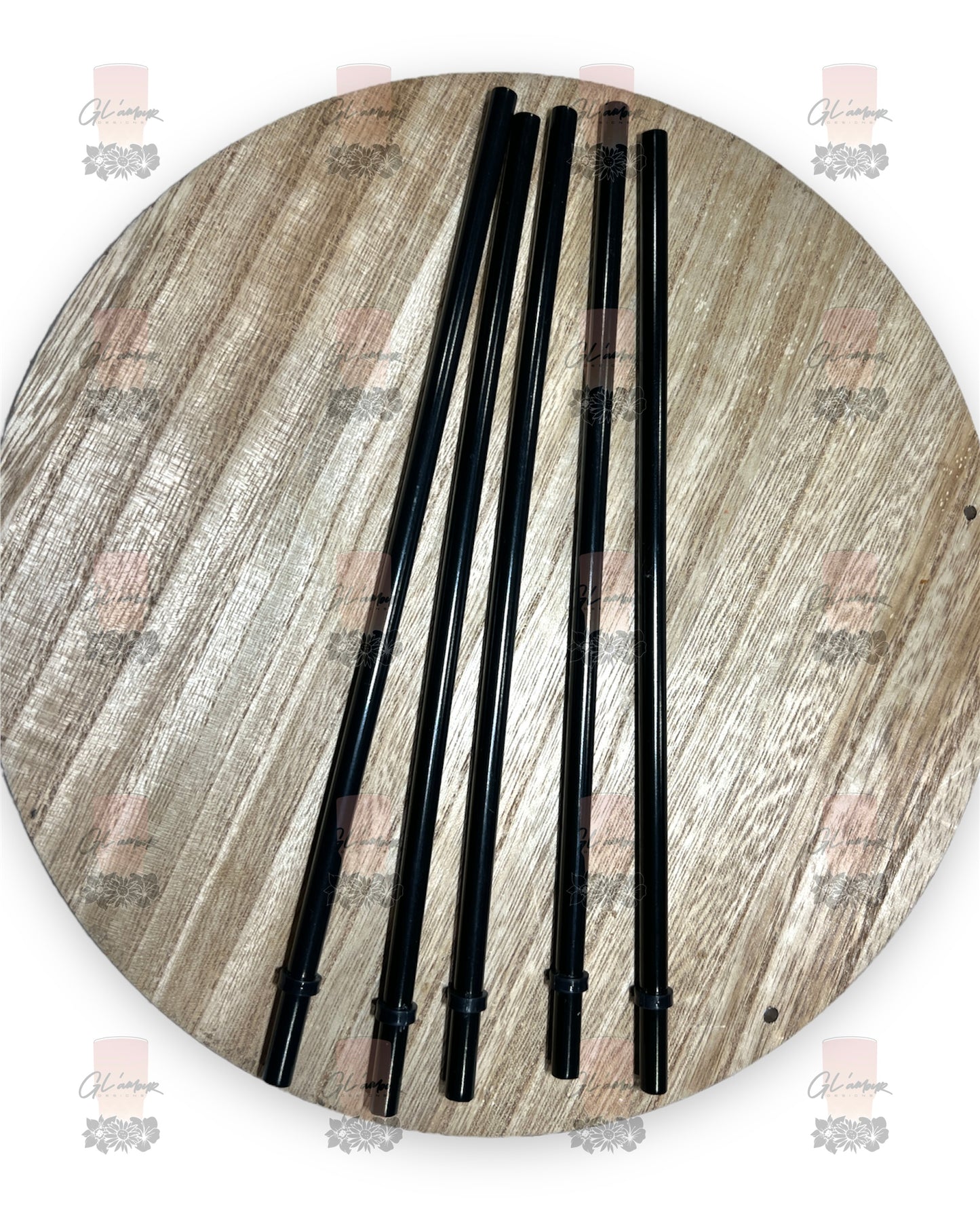 24 oz Plastic Black Straws - 10.5"