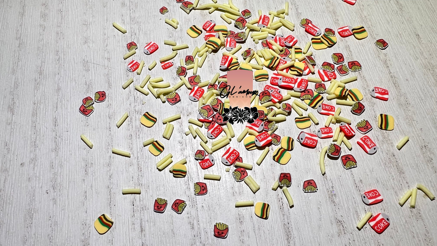 Burger, Fries and Coke Mix Polymer Slices - 5mm Small