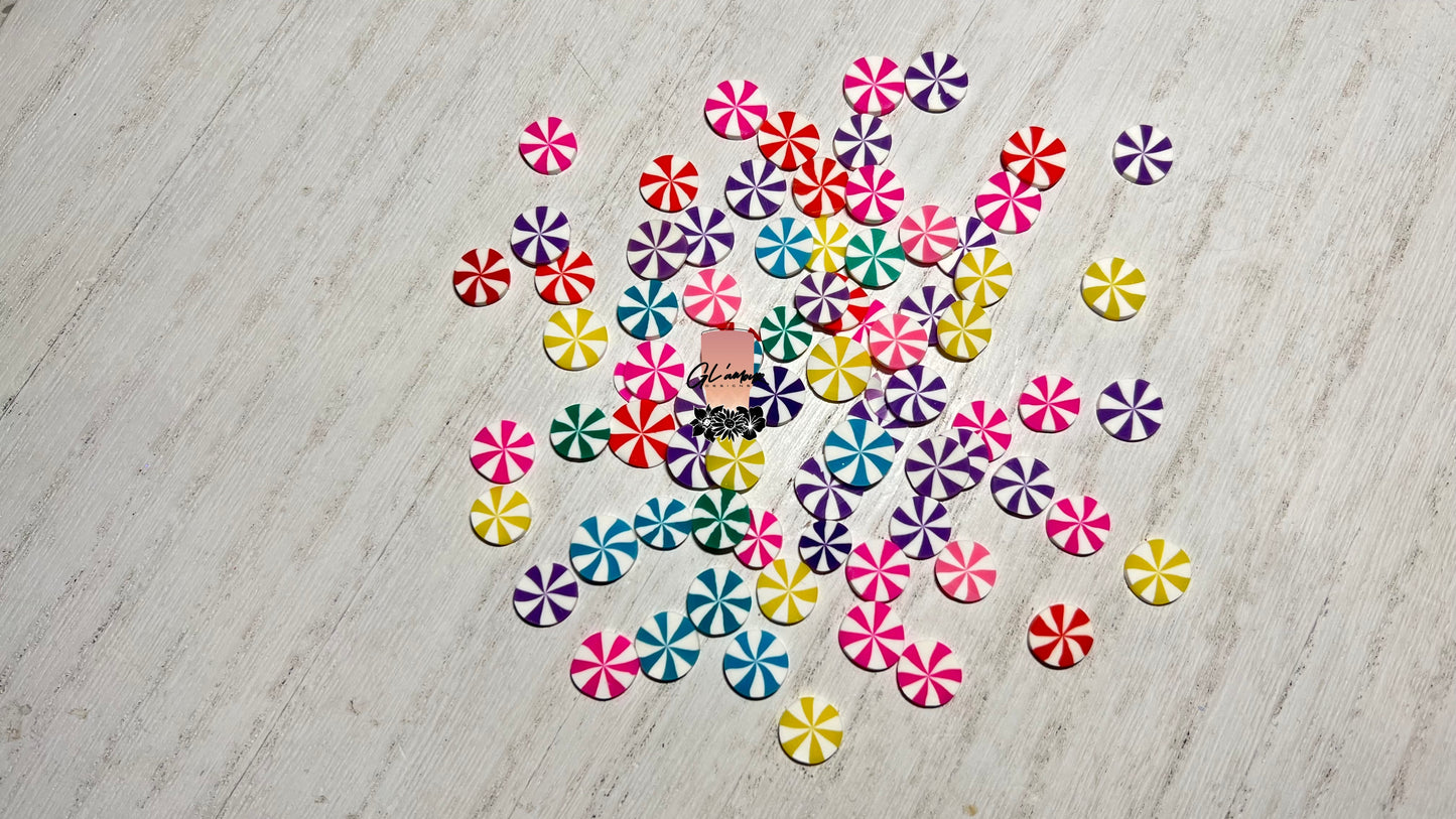 Colorful Swirls Mix Polymer Slices- 10mm Large