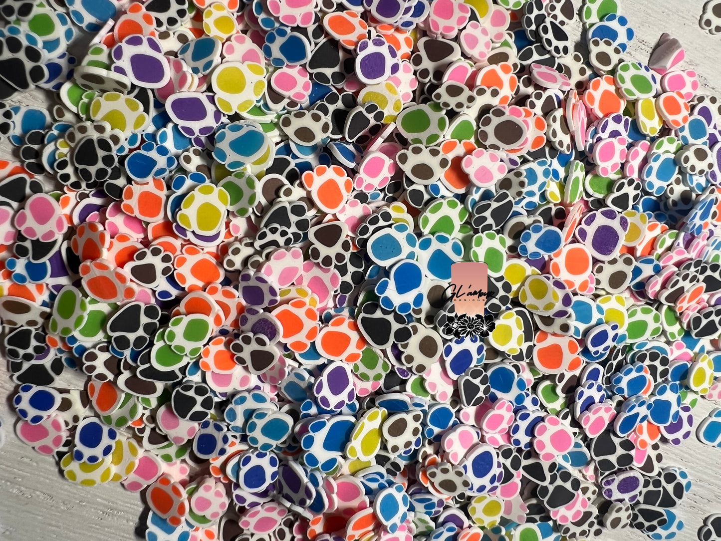 5mm Multi-Color Dog Paw Polymer Slices -small