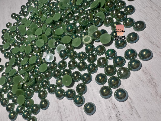 Emerald AB Half Flat Back Pearls sizes 3mm-8mm
