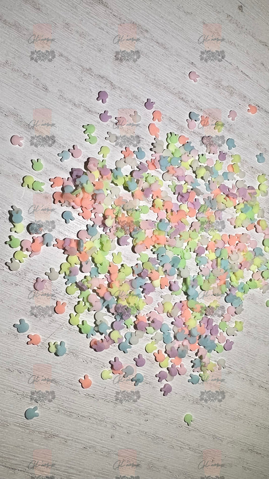 Bunny Head Mixed Colors Glow in The Dark Polymer Slices - 5mm Small