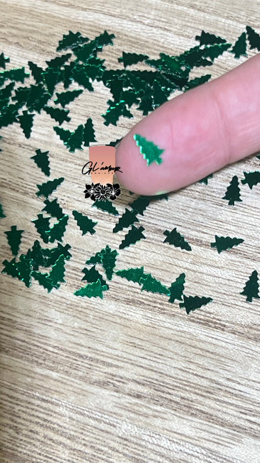 Green Christmas Tree Shape Chunky Glitter