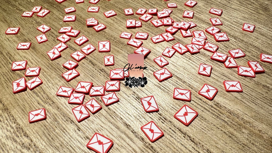 Red and White Heart Seal Envelope Polymer Slices - 5mm Small