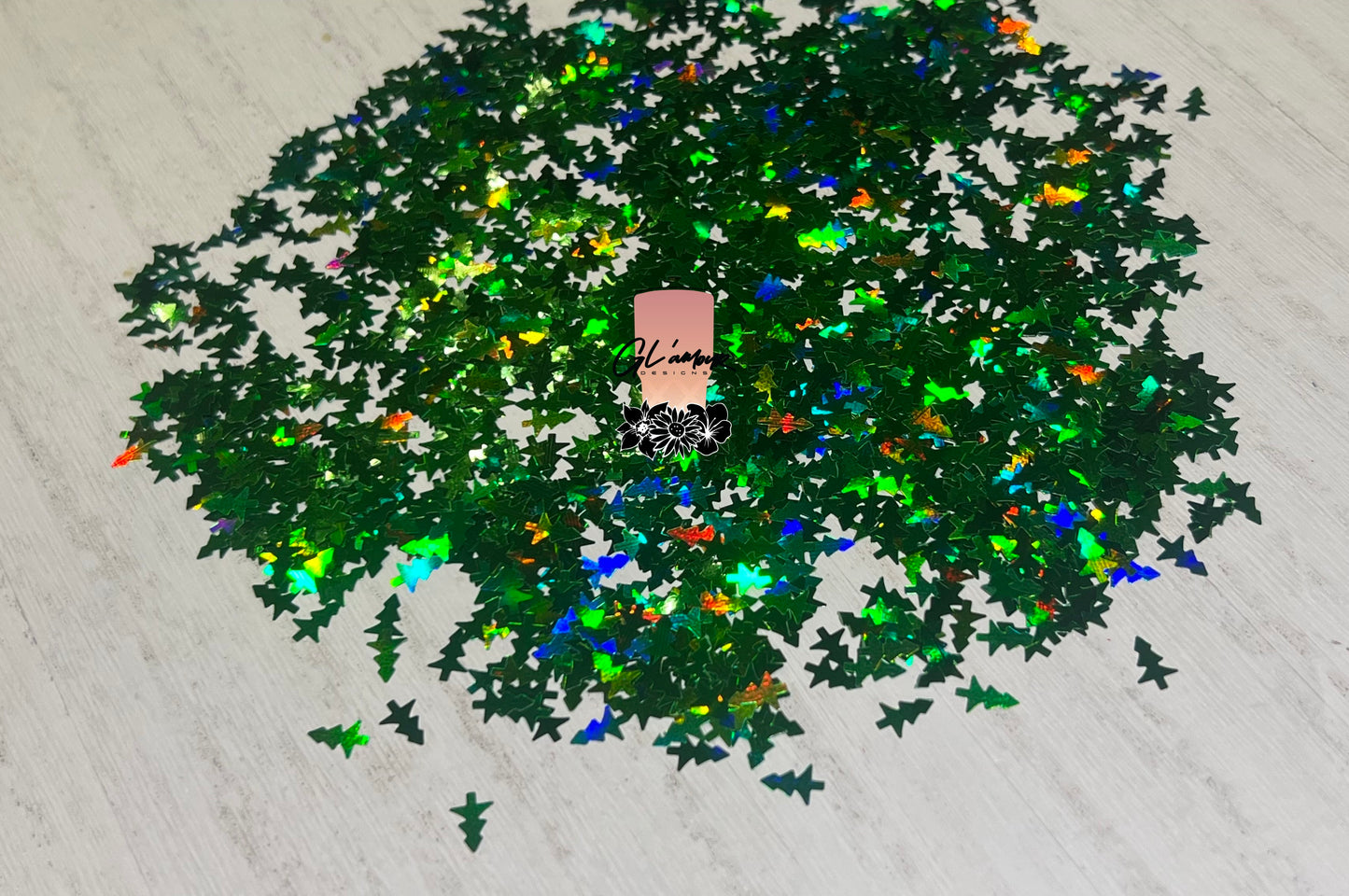 Green Holographic Christmas Tree Shape Chunky Glitter
