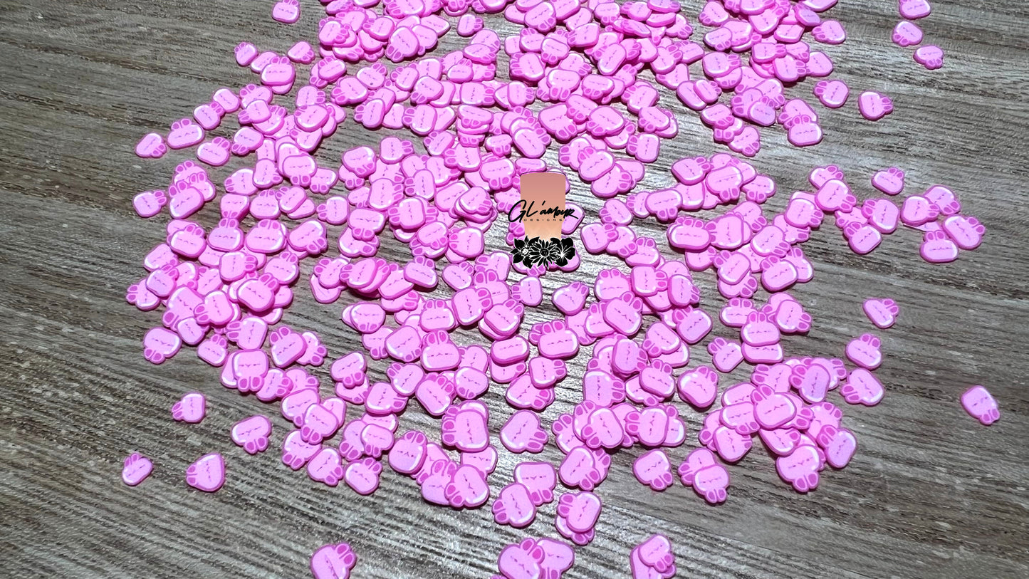 Hot Pink Bunny Face Polymer Slices - 5mm Small