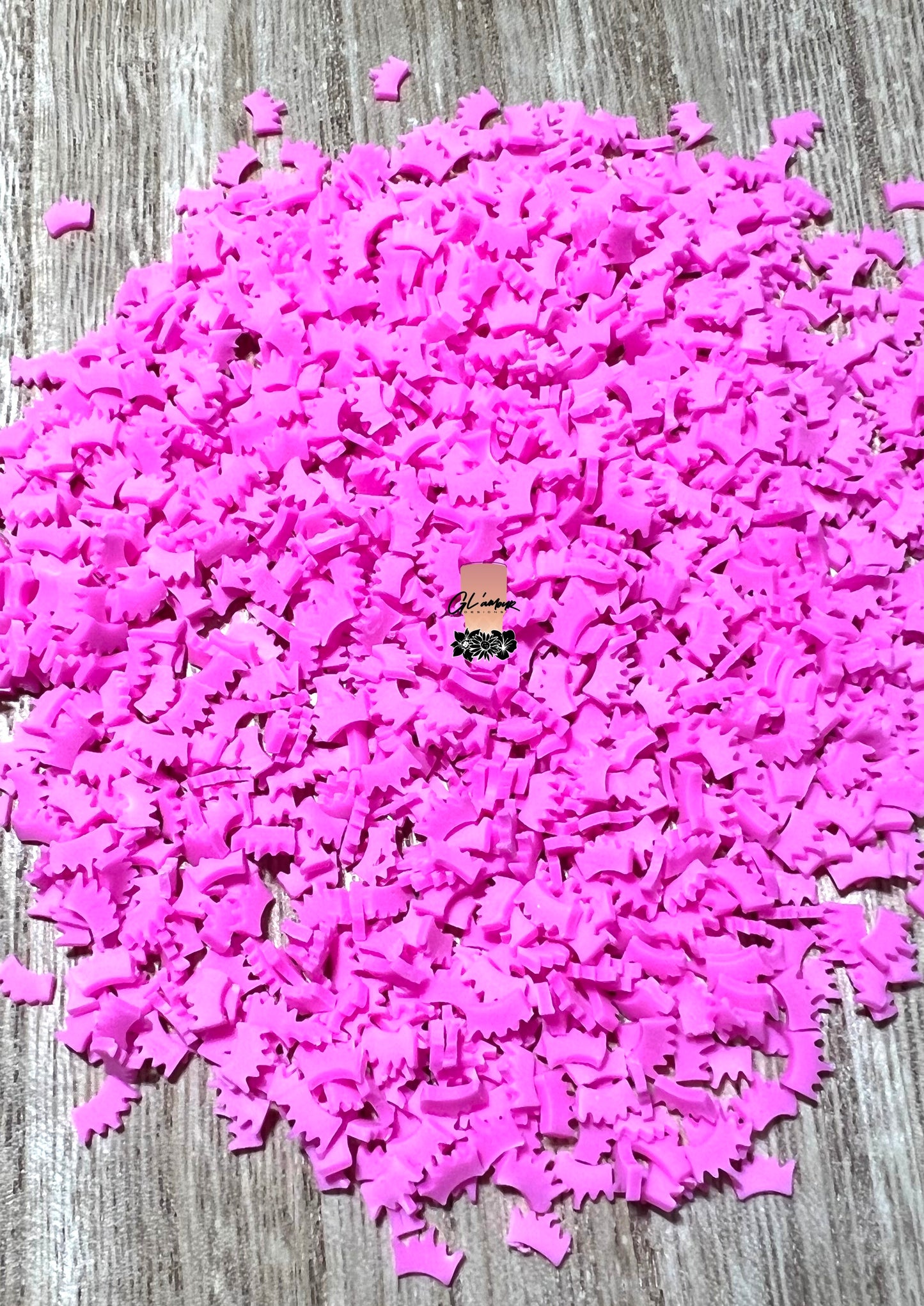 Hot Pink Princess Crown Polymer Slices - 5mm Small