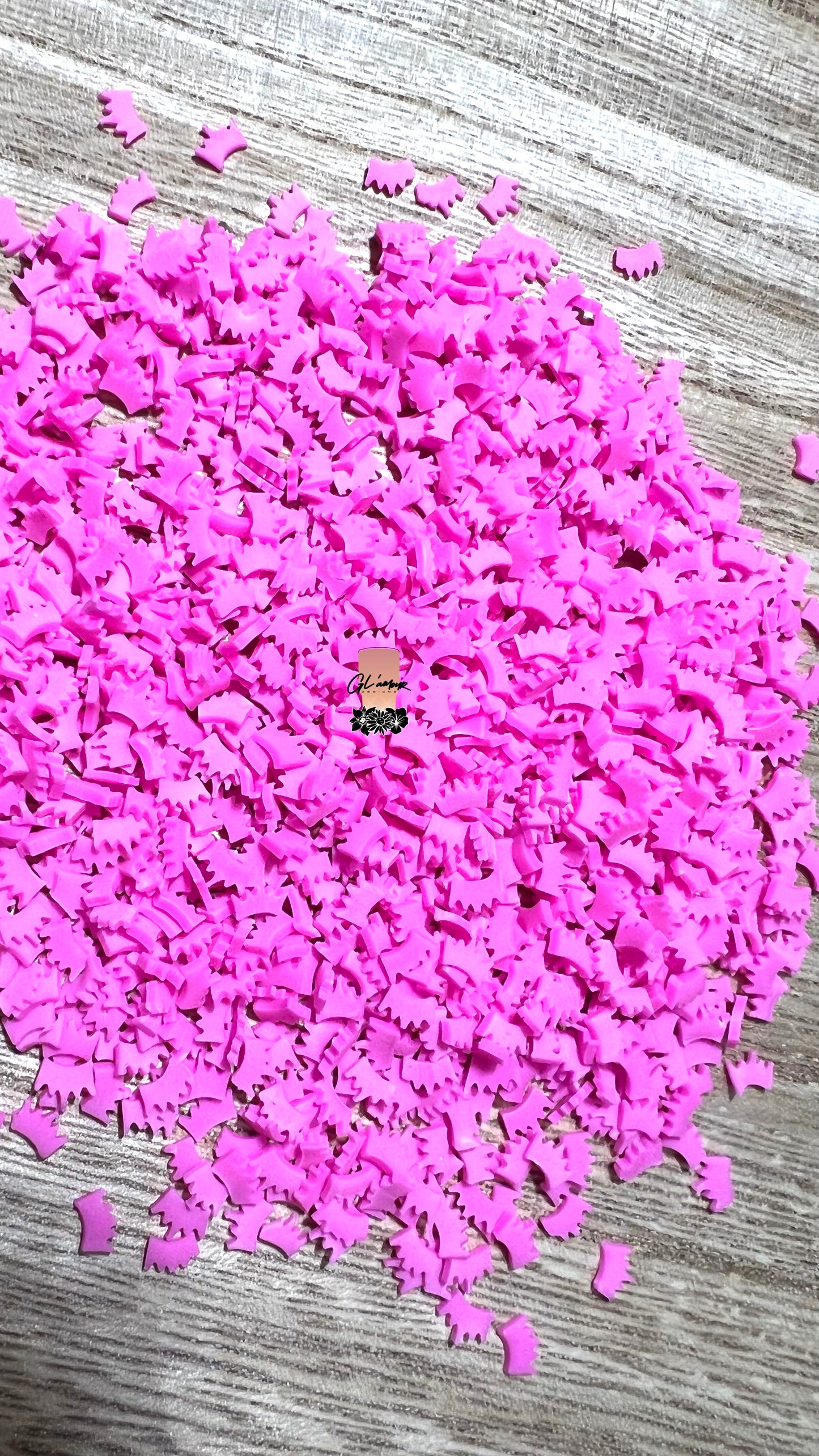 Hot Pink Princess Crown Polymer Slices - 5mm Small