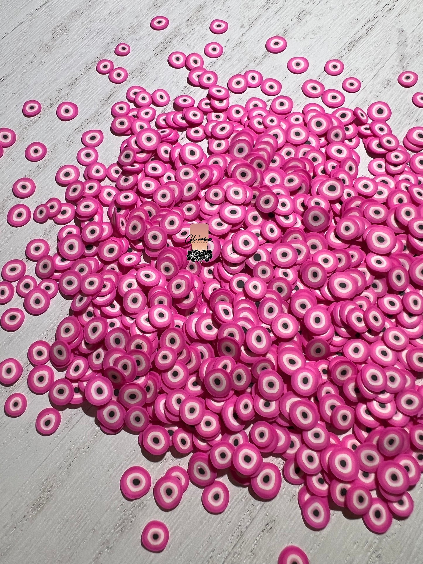 5mm Hot Pink Ojo (Eyeball) Polymer Slices -small