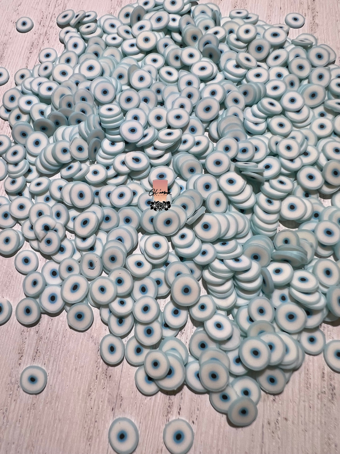 5mm Light Blue Ojo (Eyeball) Polymer Slices -small