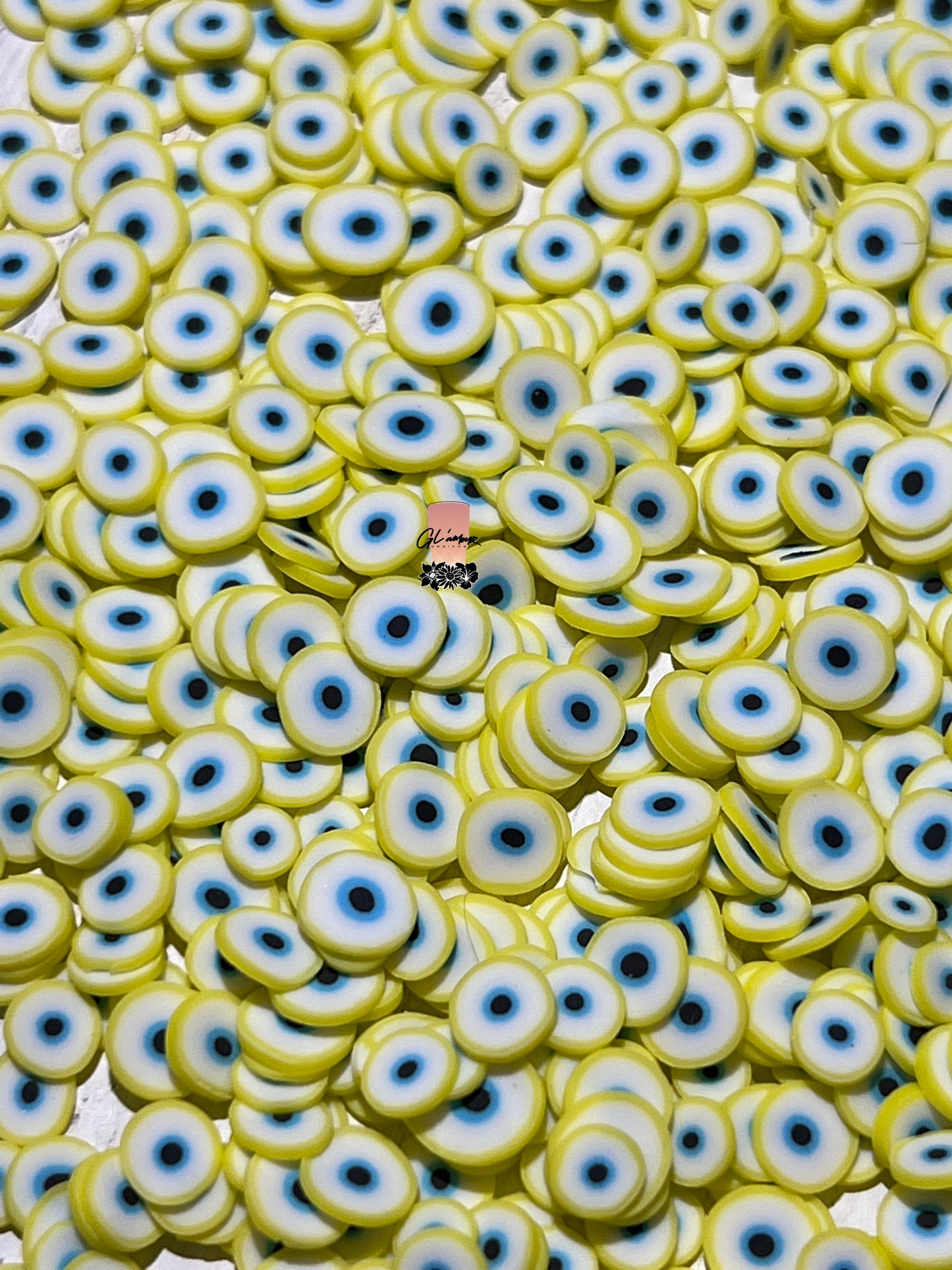 5mm Light Yellow Ojo (Eyeball) Polymer Slices -small
