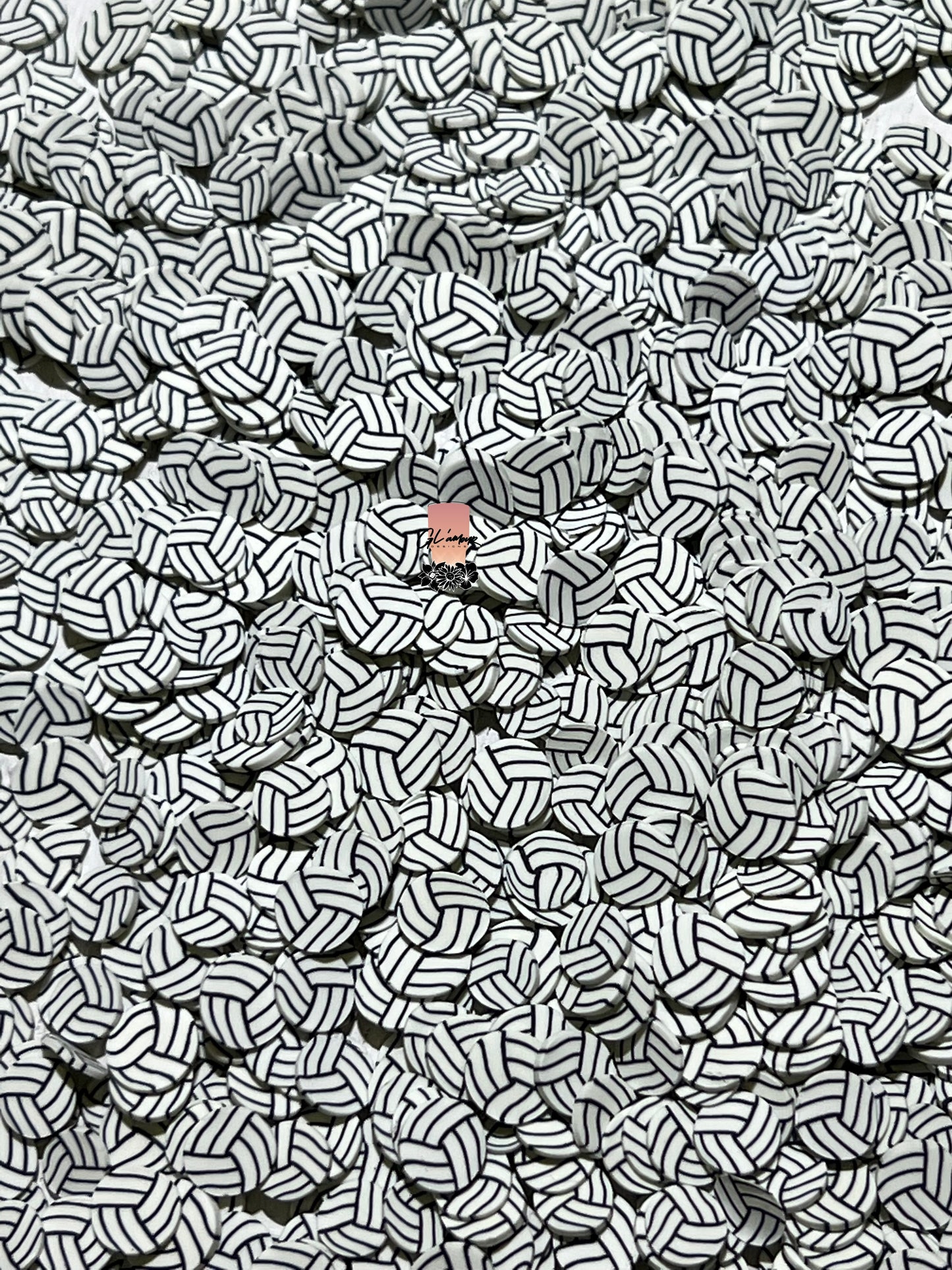 5mm Black and White Volleyball Polymer Slices -small