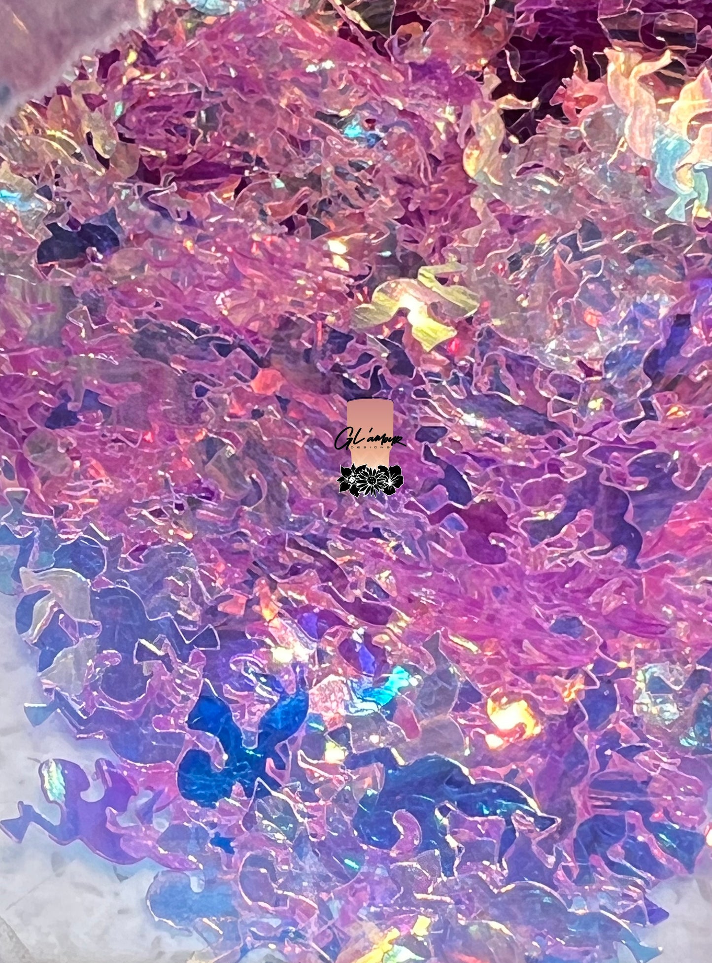 Flying Angel With Horn Light Purple Glitter - 20mm