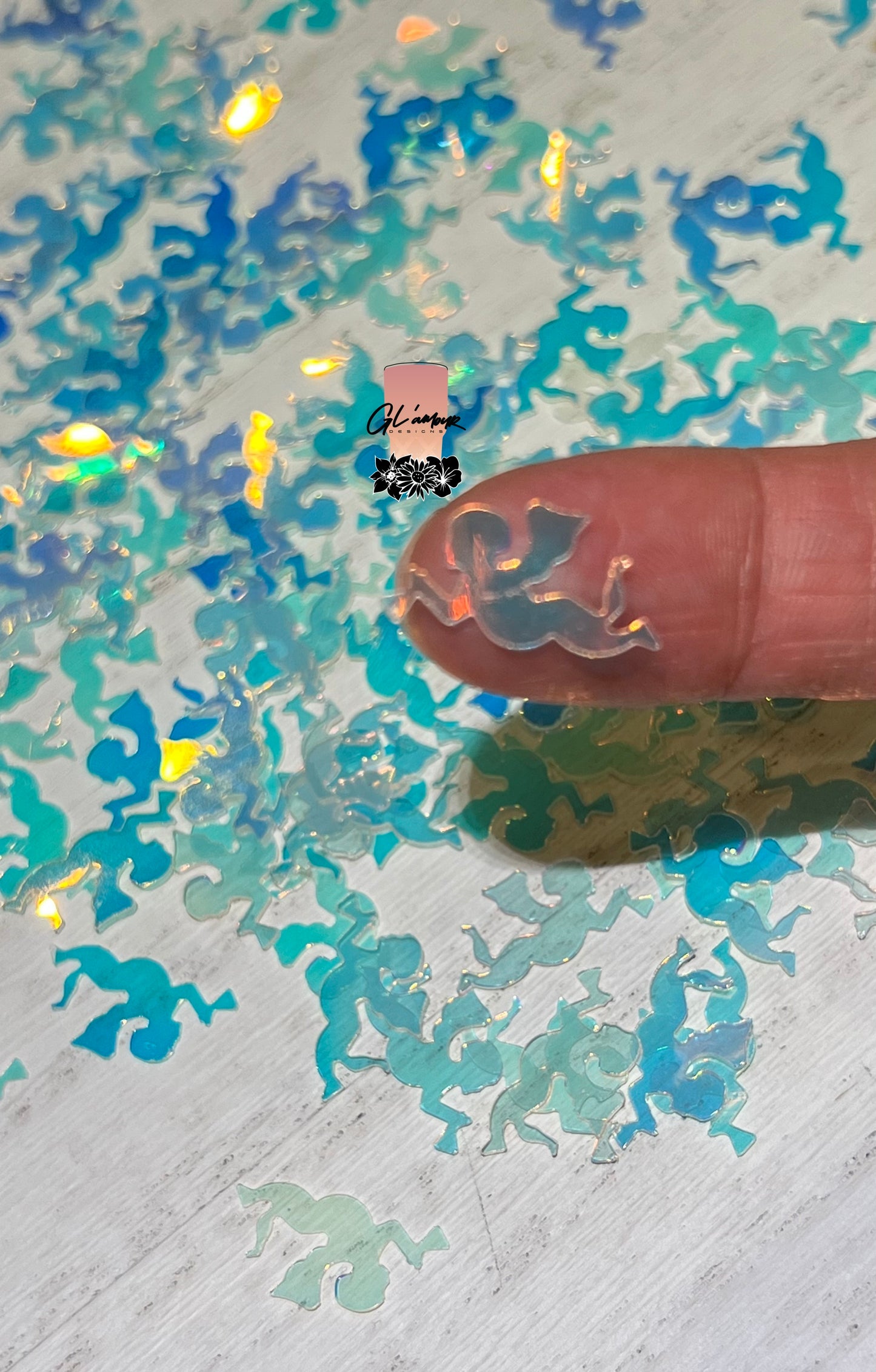 Flying Angel With Horn White Glitter - 20mm