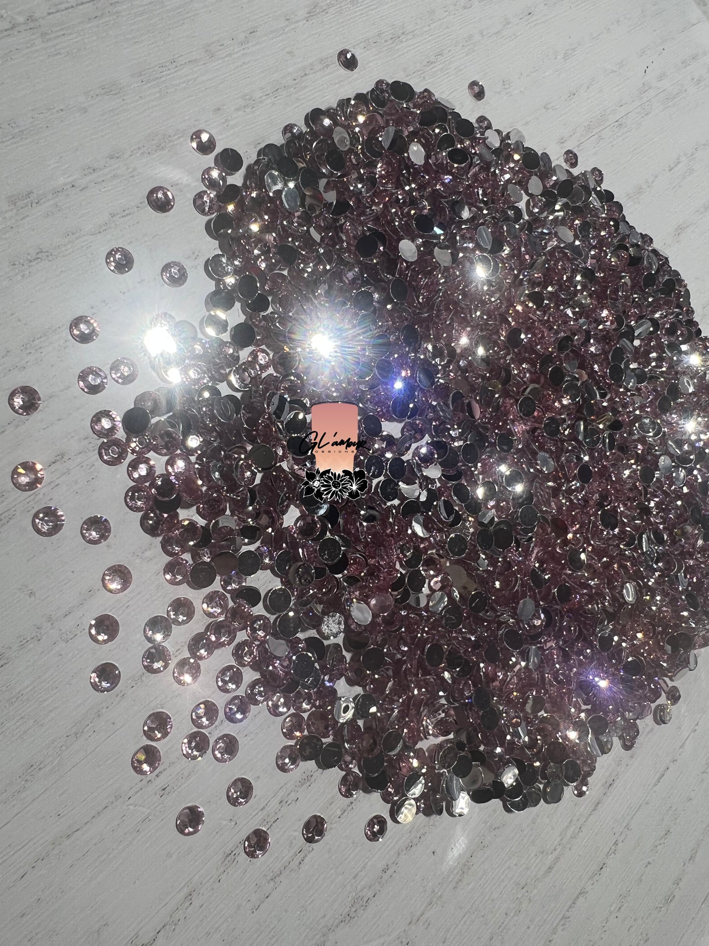 Pink Resin Rhinestones - 1000 pcs