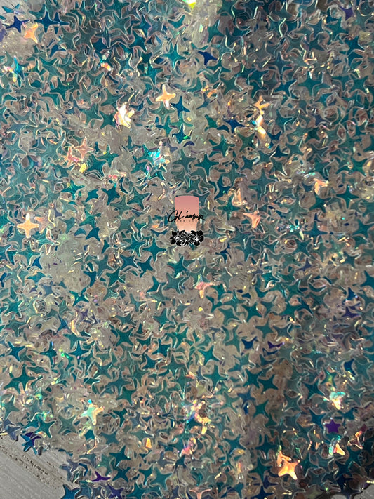 Opal White Four Point Star Shape Chunky Glitter