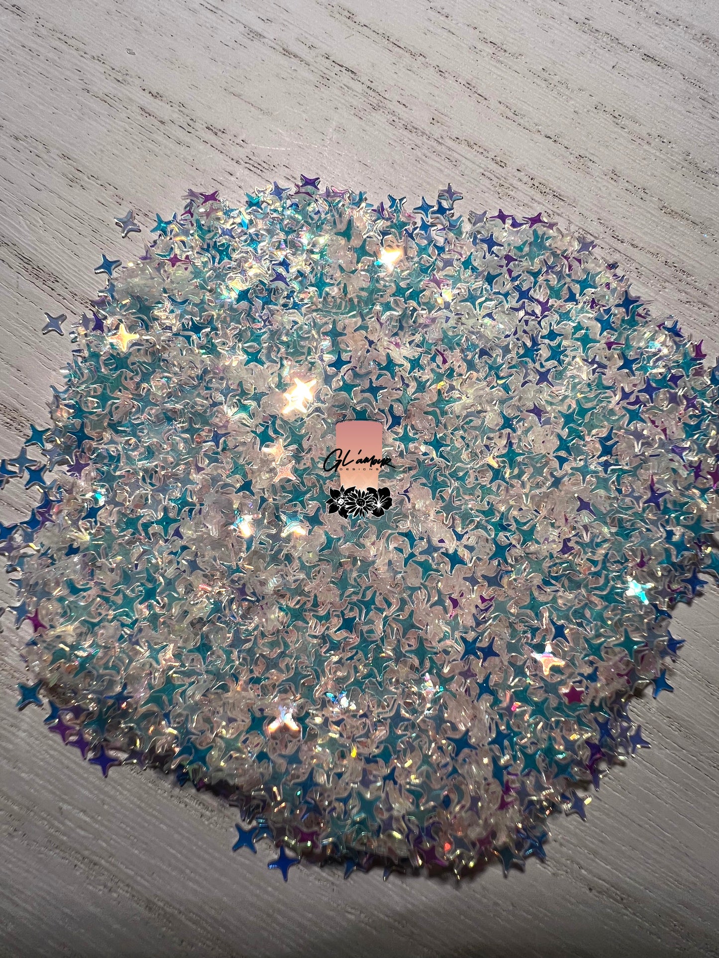 Opal White Four Point Star Shape Chunky Glitter