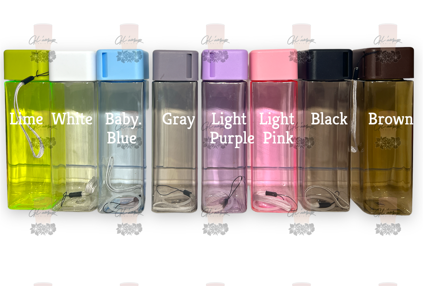 Square Acrylic Bottle With Detachable Strap