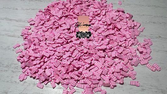 Pink Candy Cane Polymer Slices- 5mm Small
