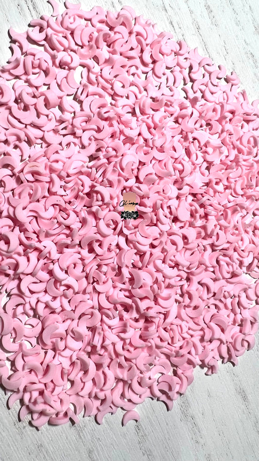 Pink Crescent Moon Polymer Slices - 5mm Small