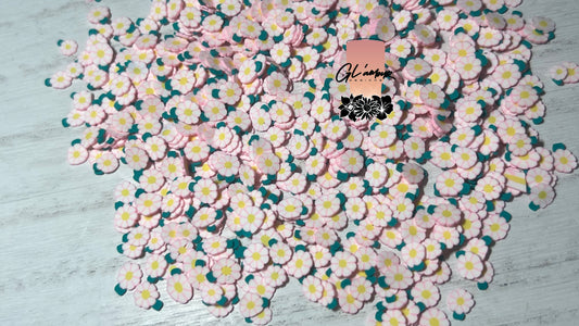 Pink Flower Polymer Slices- 5mm Small
