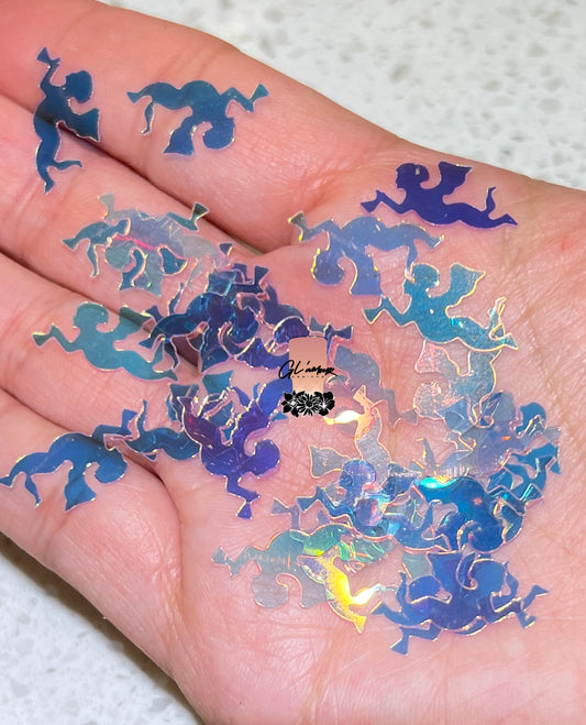 Flying Angel With Horn Light Pink Glitter - 20mm