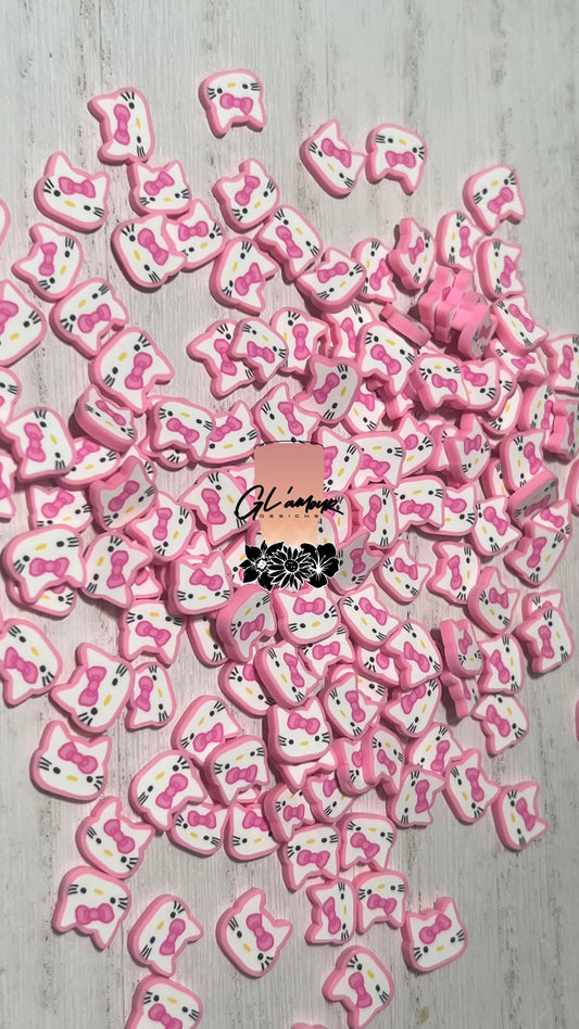 Pink Kitty Polymer Slices- 10mm Large