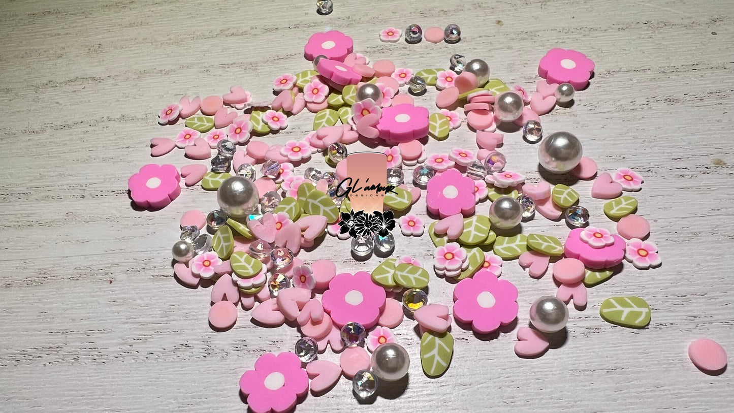 Pink Holographic Mermaid Sequins Pearl Mix