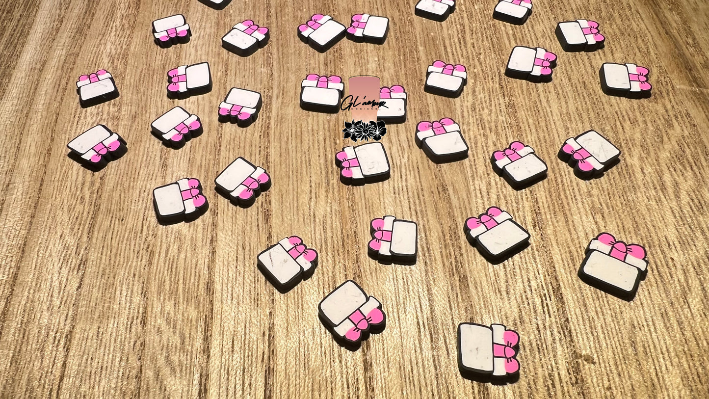 Pink and White Present Polymer Slices - 10mm Large