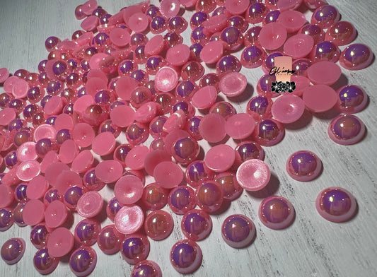 Pink AB Half Flat Back Pearls sizes 3mm-8mm