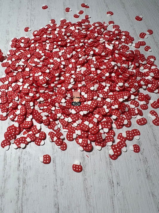 5mm Red Mushroom Polymer Slices -small