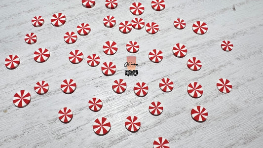 Red and White Peppermint Polymer Slices- 10mm Large