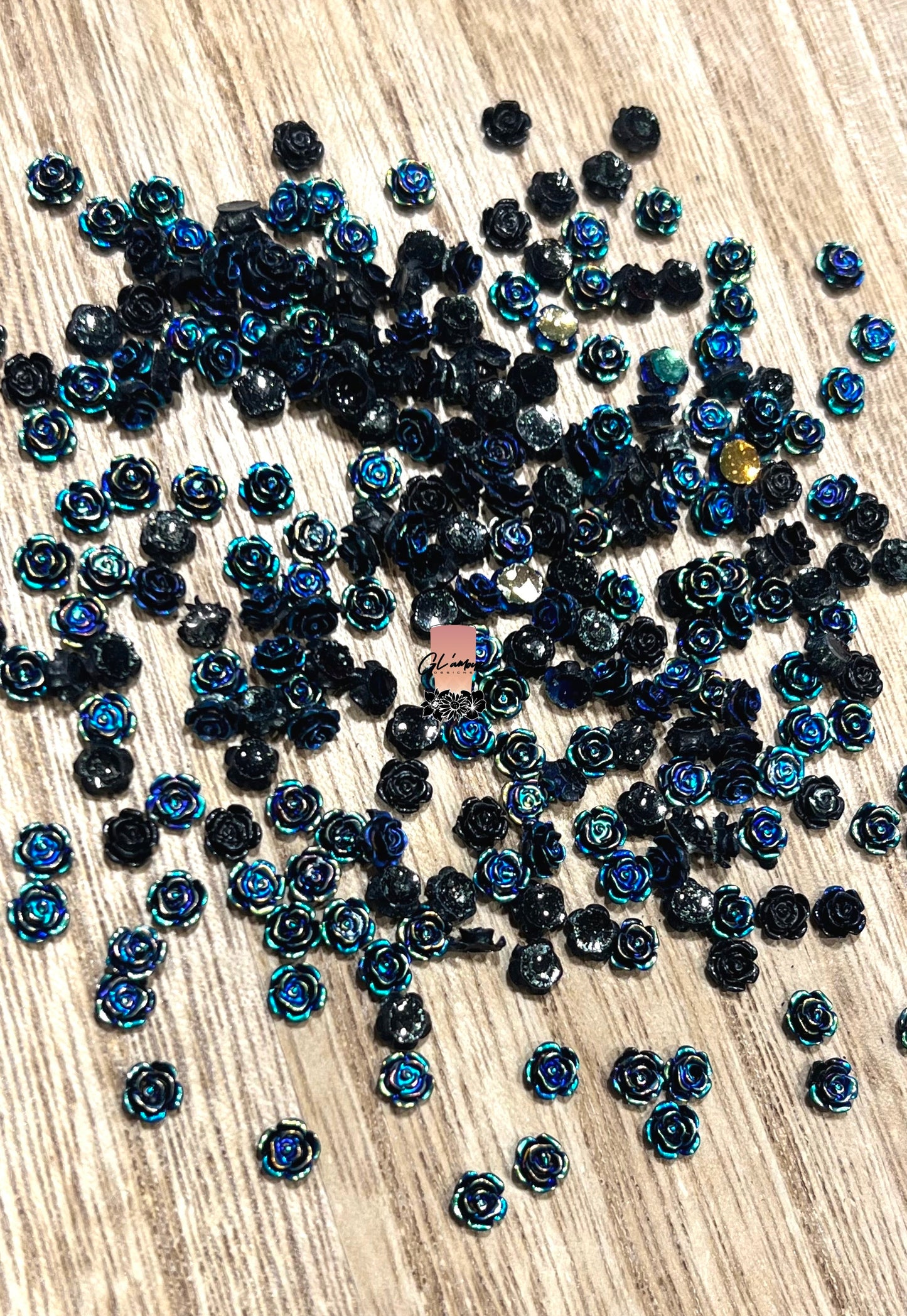 3D Blue- Black Rose DIY - 6mm