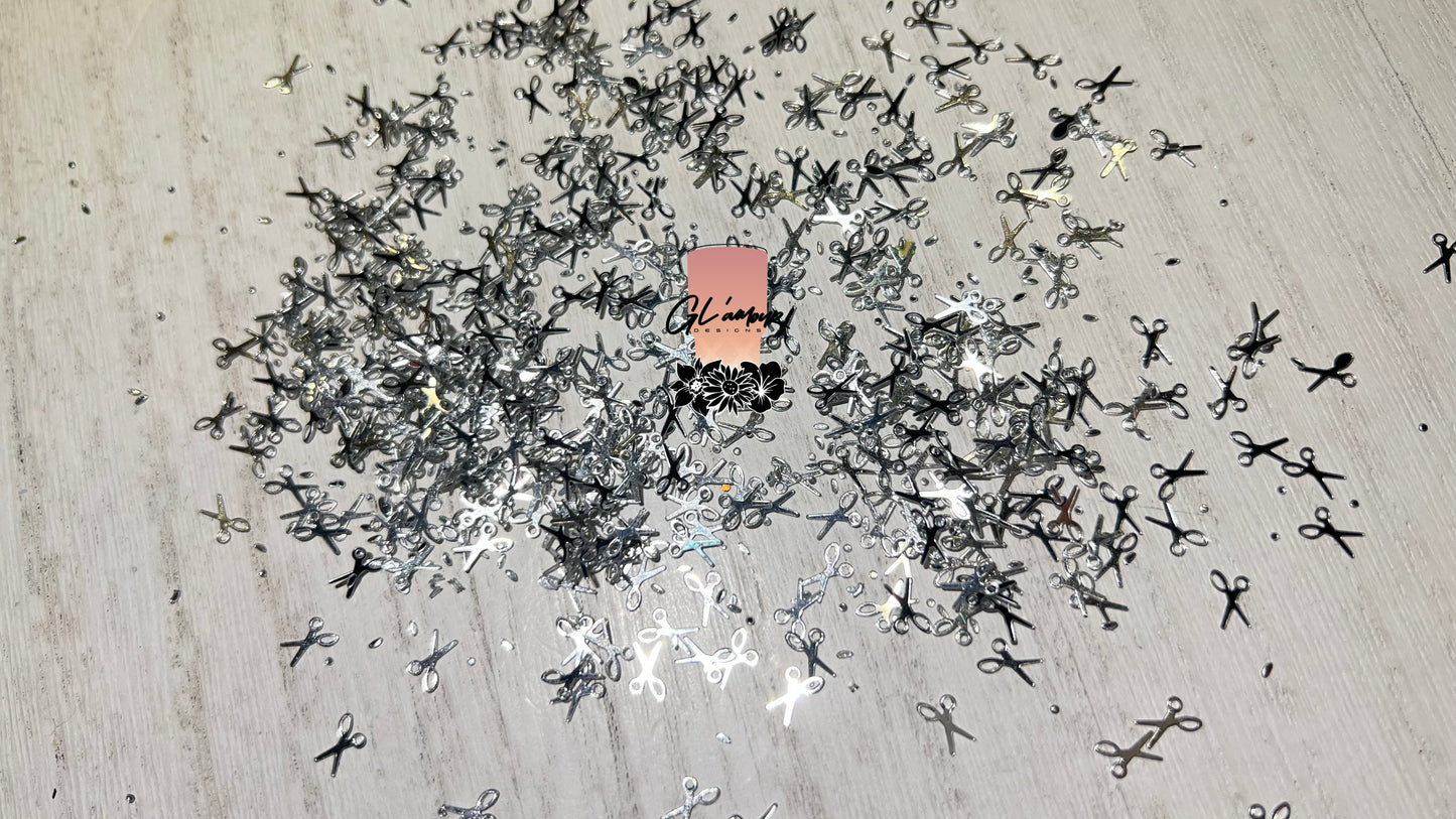 Silver Scissors Glitter - 7mm