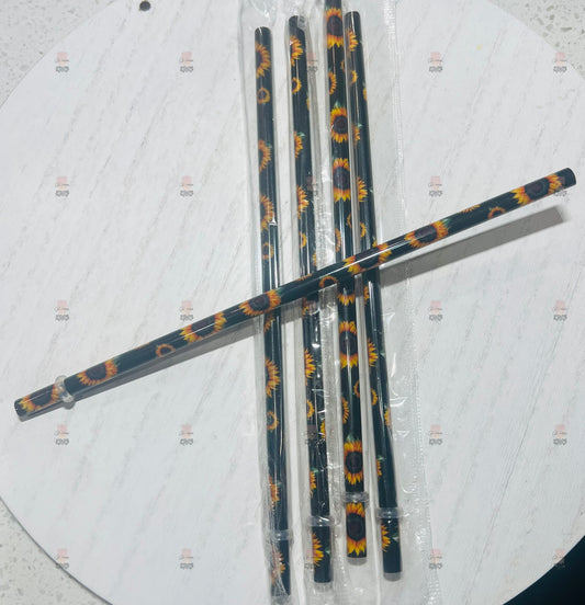 Sunflower Print Reusable Straw - 9 inches