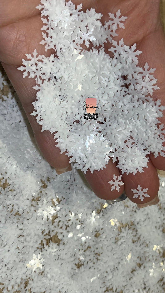 White Snowflake Glitter - 9MM